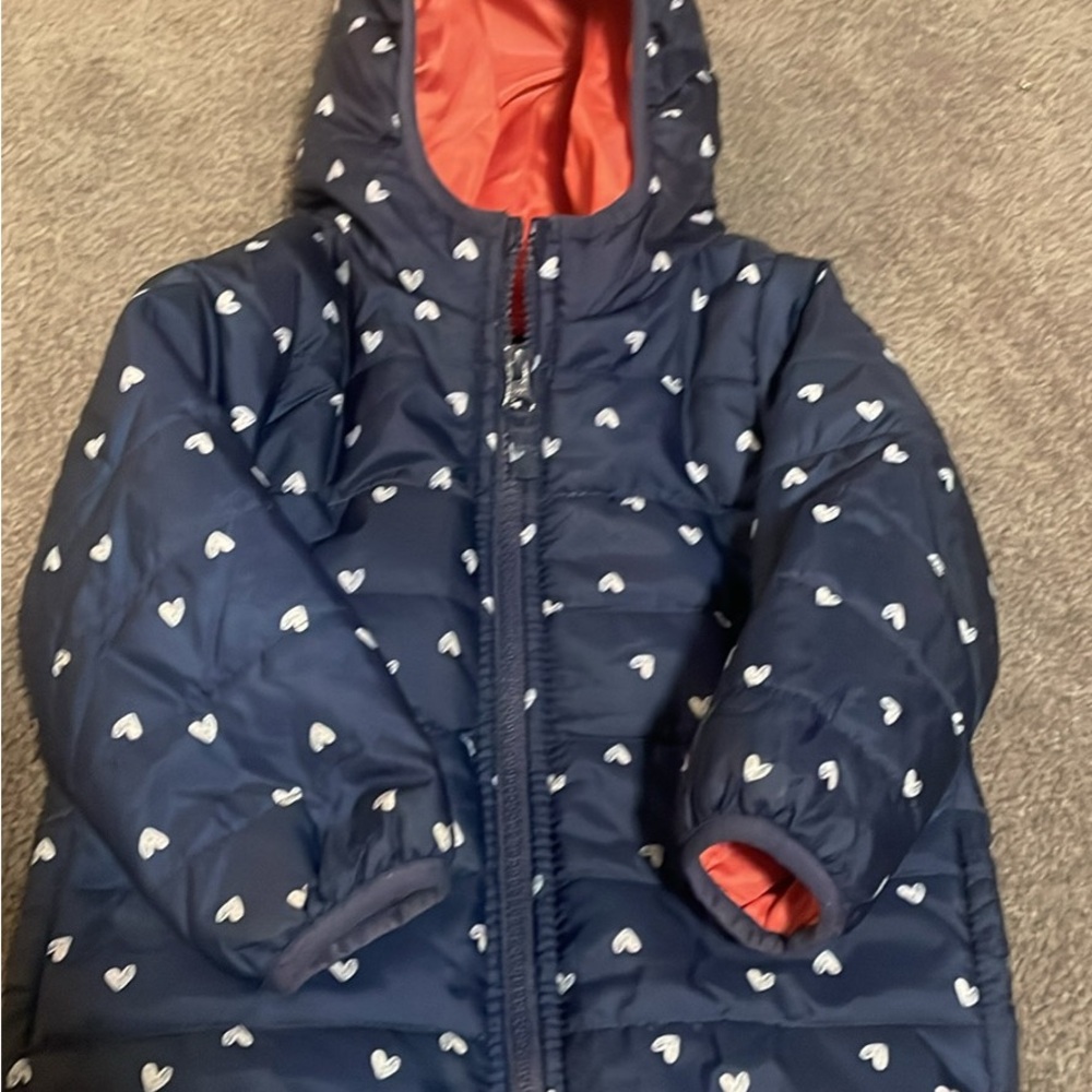 Navy Heart Print Kids Jacket